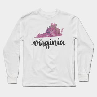 virginia - calligraphy and abstract state outline Long Sleeve T-Shirt